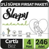 Sleepy Natural 2'li Süper Fırsat Paketi Bebek Bezi 4 Numara Maxi 246 Adet - 1