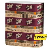 Selpak Extra Dispenser Kağıt Havlu - Z Katlama Havlu - 2 Kat - 200 Adetlik 12 Paket / Koli - 2