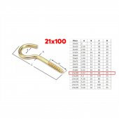 Metal Piton Vidalı Gerdirme 21x100 Çekme Kaldırma Tavan Açık Ağız Kancalı Avize Asma Kiti 5 Adet - 3