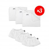 Nice Polti-Karcher Buharlı Temizleyici Uyumlu 3 Lastikli, 3 Büyük Düz Havlu Bez Seti 6lı (NiceSet M6) - 2