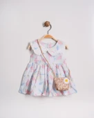 Kız Çantalı Bebe Yaka Pamuklu Çıtır Elbise TF7311 - 4