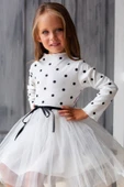 Kız Puantiyeli Tütülü Günlük Elbise MNK0416 thumbnail 5