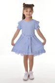 Fırfırlı Kız Çocuk Dokuma Kumaş Tiril Elbise MNK0503 thumbnail 12