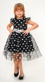Flok Puantiyeli Kız Çocuk Elbise MNK0488 thumbnail 5