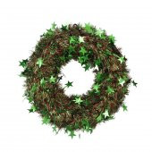 T.Concept Yılbaşı Ön Kapı Süsü Yeni Yıl Noel Dekorasyon Yeşil Yıldızlı Çelenk - 1