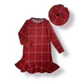 Kız Çocuk Şapkalı Kışlık Uzun Kol Elbise MNK0412 thumbnail 7