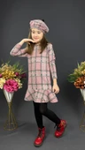 Kız Çocuk Şapkalı Kışlık Uzun Kol Elbise MNK0412 thumbnail 8
