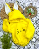 Kız Ve Erkek Çocuk İçin Kapüşonlu Bebek Peluş Çıtçıtlı Body MNK0410 thumbnail 2