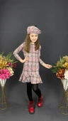Kız Çocuk Şapkalı Kışlık Uzun Kol Elbise MNK0412 thumbnail 5