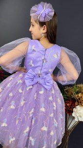 Kelebek Desen Tüllü Kol Kız Çocuk Tokalı Özel Gün Abiyesi MNK0391 thumbnail 6