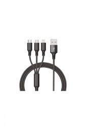 Cs-61 3lü Araç Kiti Micro Usb , Type-c, Lightning Girişli 2 Usbli Araç Çakmak Şarjı - 1