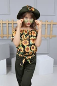 Sunflower Şapkalı Kız Çocuk Takım Mnk0226 thumbnail 3