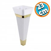 Mobilya Kanepe Sehpa TV Ünitesi Koltuk Ayağı Baza Ayak 23 cm Beyaz Altın thumbnail 1