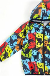 Renkli Dinozor Kapşonlu Yağmurluk Erkek - 3