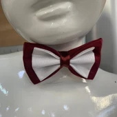 Bordo Renk Çift Kat Saten Çocuk Papyonu - 1