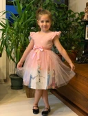 Tüllü Baskılı Krep Elbise MNK222-0016 thumbnail 3