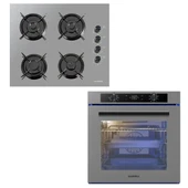88 Litre A-68 Sgf3 Platinum Metalik Gri Ankastre 9+1  Dijital Fırın   OC-88 Süper Kristal Gri Oca - 1