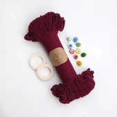 3mm // 2 Büküm // Pamuk Halat İp / BORDO - 1