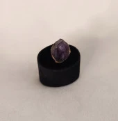 Yüzük Doğal Ametist Drusy Taş Çelik Ayarlanabilir Kadın Erkek Takı - 1