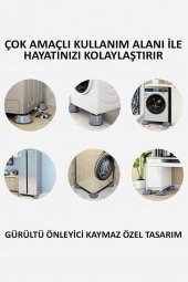 4lü Plastik Titreşim Engelleyici Kaydırmaz Yükseltici Beyaz Eşya Mobilya Ayağı - 3