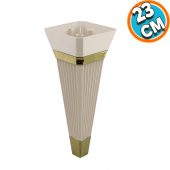 Mobilya Kanepe Sehpa TV Ünitesi Koltuk Ayağı Baza Ayak 23 cm Krem Altın - 1