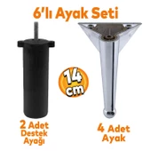 Gonca 6'lı Set Mobilya Tv Ünitesi Çekyat Koltuk Kanepe Destek Ayağı 14 Cm Krom Ayakları M8 Civatalı thumbnail 1
