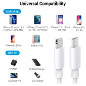 Apple iPhone SE 2 (2020) - SE 3 (2022) Hızlı Şarj Kablosu TYPE-C - Ligtning PD 20W 2 METRE - 3