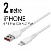 Iphone Uyumlu 5 6 7 8 Plus X Xr Xs X Max 2 Metre 2.0 A Beyaz Hızlı Şarj Ve Data Kablosu Cl19 - 1