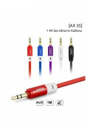 Aux Kablo 1 Metre Renkli Ses Aktarım Kablosu 3.5 Jack Giriş thumbnail 3