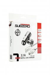Type-c 3.1a Metal Araç Şarj + Metal Kablo Subzero - 1