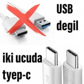 25W Hızlı Type-C Şarj Kablosu Çift Taraflı Type-C to Type-C 25W PD Şarj Kablo 1Metre - 2