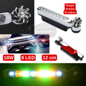 Araç Oto Rüzgar Enerjili Kablosuz 8 Ledli Gündüz Farı Araba Fırfırlı Elektriksiz Gündüz Ledi Lamba Su Geçirmez Renkli RGB - 1