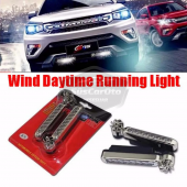 Araç Oto Rüzgar Enerjili Kablosuz 8 Ledli Gündüz Farı Araba Fırfırlı Elektriksiz Gündüz Ledi Lamba Su Geçirmez Renkli RGB - 6