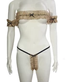 ASM1190 Kadın 4 lü Altın Dantel Narin Senindir Aksesuar seti - 1