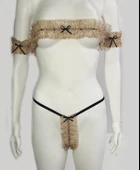 ASM1190 Kadın 4 lü Altın Dantel Narin Senindir Aksesuar seti - 3