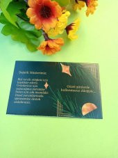 100 Adet Lux Siyah Kalın Kuşe Tebrik Kartı - Teşekkür Kartı - Paketleme Kartı-  Lak  8 x 5 cm (M8) - 2