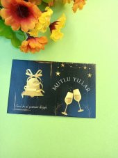 30 Adet Lux Kalın Kuşe Yılbaşı Tebrik Kartı - Mutlu Yıllar - Paketleme Kartı 8x5cm(M9) thumbnail 1