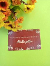 30 Adet Lux Bordo Kalın Kuşe Yılbaşı Tebrik Kartı - Mutlu Yıllar - Paketleme Kartı 8x5cm (M12) - 1
