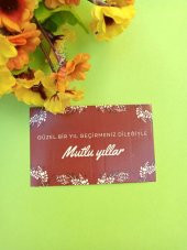30 Adet Lux Bordo Kalın Kuşe Yılbaşı Tebrik Kartı - Mutlu Yıllar - Paketleme Kartı 8x5cm (M12) - 2