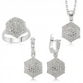 Gümüş Zirkon Taşlı Bayan Set  SL2283 - 1