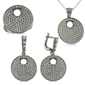 Gümüş Zirkon Taşlı Yuvarlak Bayan Set SL2301 - 1
