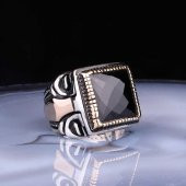​Gümüş Kare Fasetli Siyah Taşlı Erkek Yüzük  SL3028 thumbnail 1