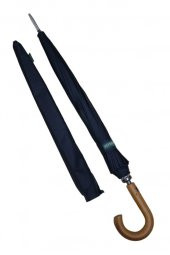 Snotline-April Erkek Baston Şemsiye Ahşap Sap Siyah Renk thumbnail 4