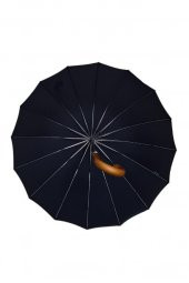 Snotline-April Erkek Baston Şemsiye Ahşap Sap Siyah Renk thumbnail 7