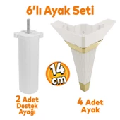 Alcazar Köşe 6'lı Set Mobilya TV Ünitesi Çekyat Koltuk Kanepe Destek Ayağı 14 cm Beyaz M8 Civatalı thumbnail 1