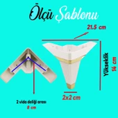 Alcazar Köşe 6'lı Set Mobilya TV Ünitesi Çekyat Koltuk Kanepe Destek Ayağı 14 cm Beyaz M8 Civatalı thumbnail 2