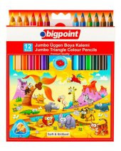 Bigpoint Jumbo Üçgen Kuru Boya Kalemi 12 Renk - 1