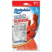 Dolphin Lateks Bulaşık Temizlik Eldiveni - Kırmızı - Large ( Büyük ) - 9-9,5 - 1 Çift - Paket thumbnail 1