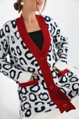 FTZ Women Kadın Leopar Detaylı Hırka  Ekru 20001 - 2