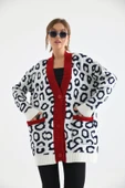 FTZ Women Kadın Leopar Detaylı Hırka  Ekru 20001 - 5
